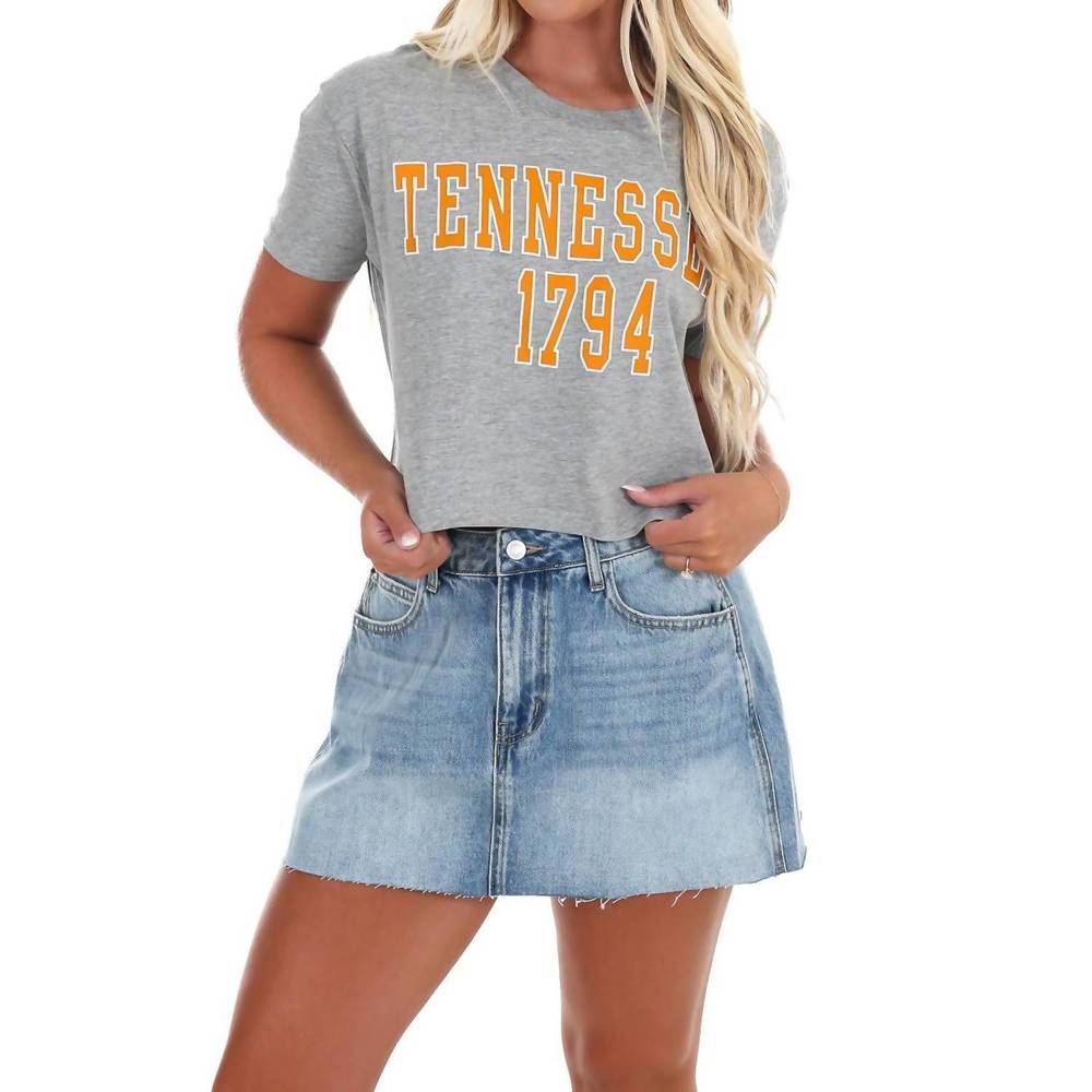 NEW LIVYLU block puff ink cropped tee in gray